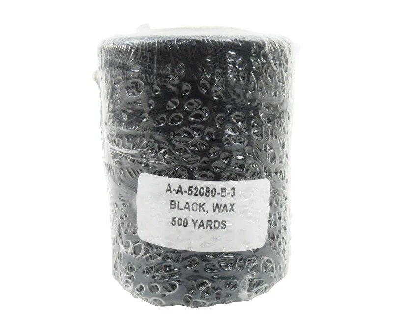 A-A-52080-B-3-BLACK Military Specification A-A-52080-B-3 Black Nylon/Waxed Finish Tape, Lacing & Tying Cord - 500 Yard Spool aviation consumable