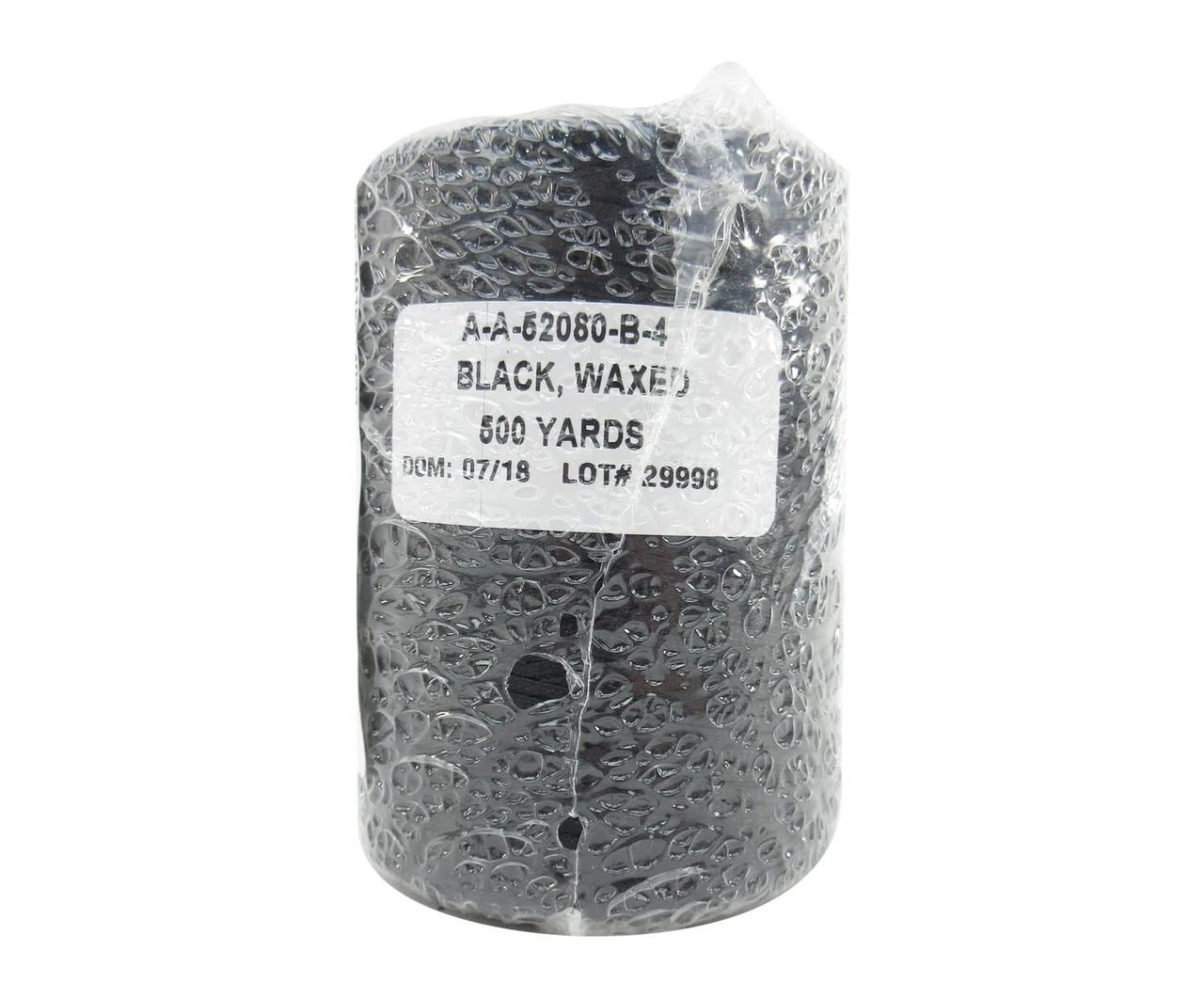 A-A-52080-B-4-BLACK Military Specification A-A-52080-B-4 Black Nylon/Waxed Finish Tape, Lacing & Tying Cord - 500 Yard Spool aviation consumable